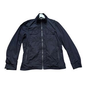 Elie Tahari navy light fill zip pocket front jacket size large